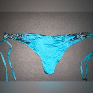Beach Bunny Bikini Bottom Bow & Arrow Aqua Rhinestone Bikini Hot!